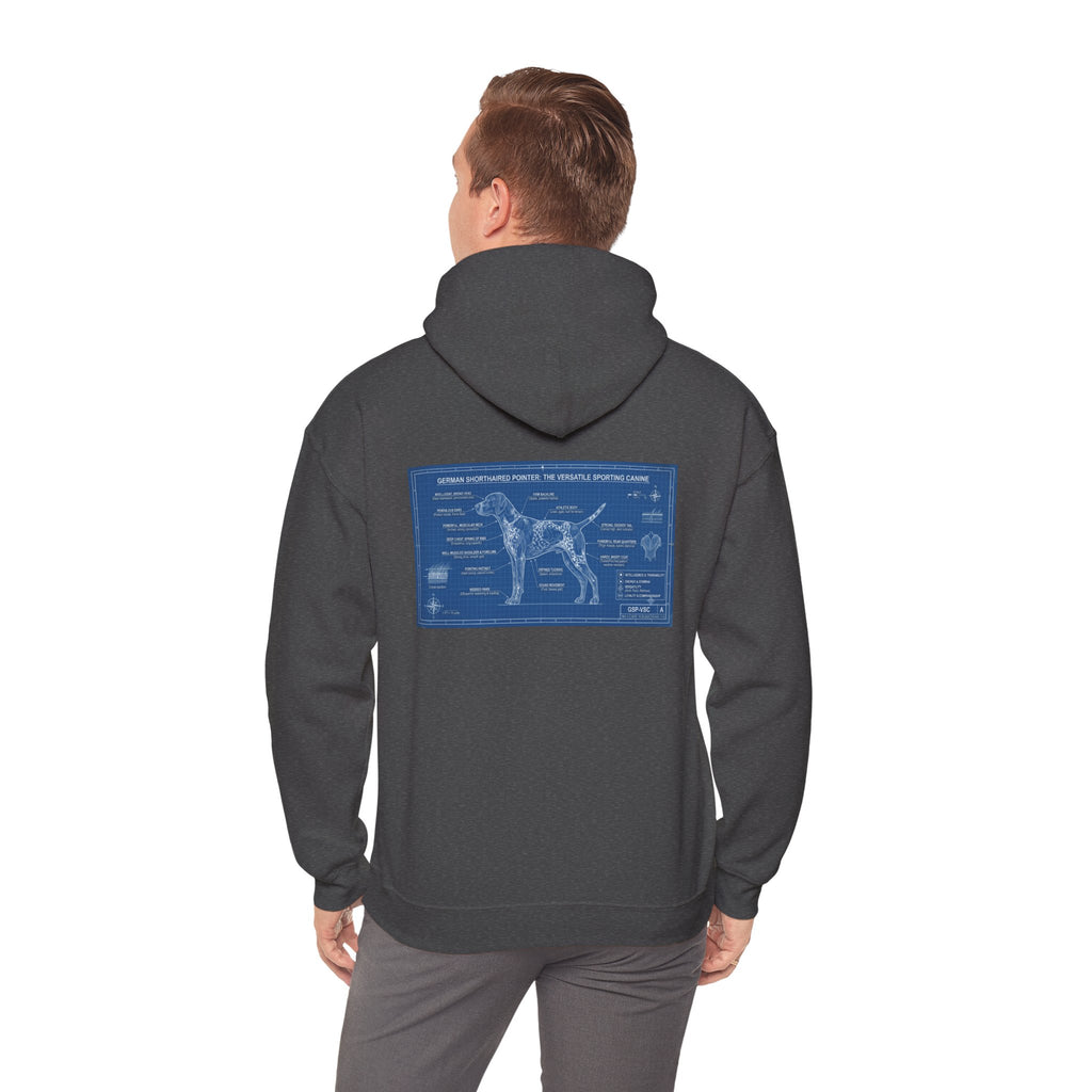 GSP 'Born to Hunt' Hoodie — German Shorthaired Pointer Blueprint Design
