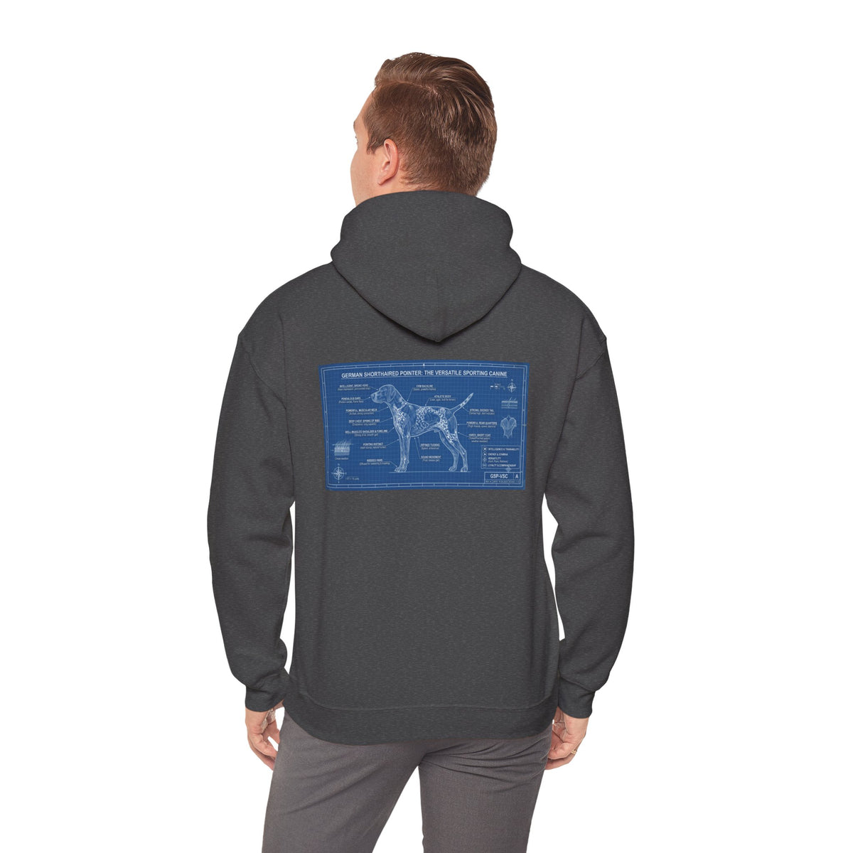 GSP 'Born to Hunt' Hoodie — German Shorthaired Pointer Blueprint Design