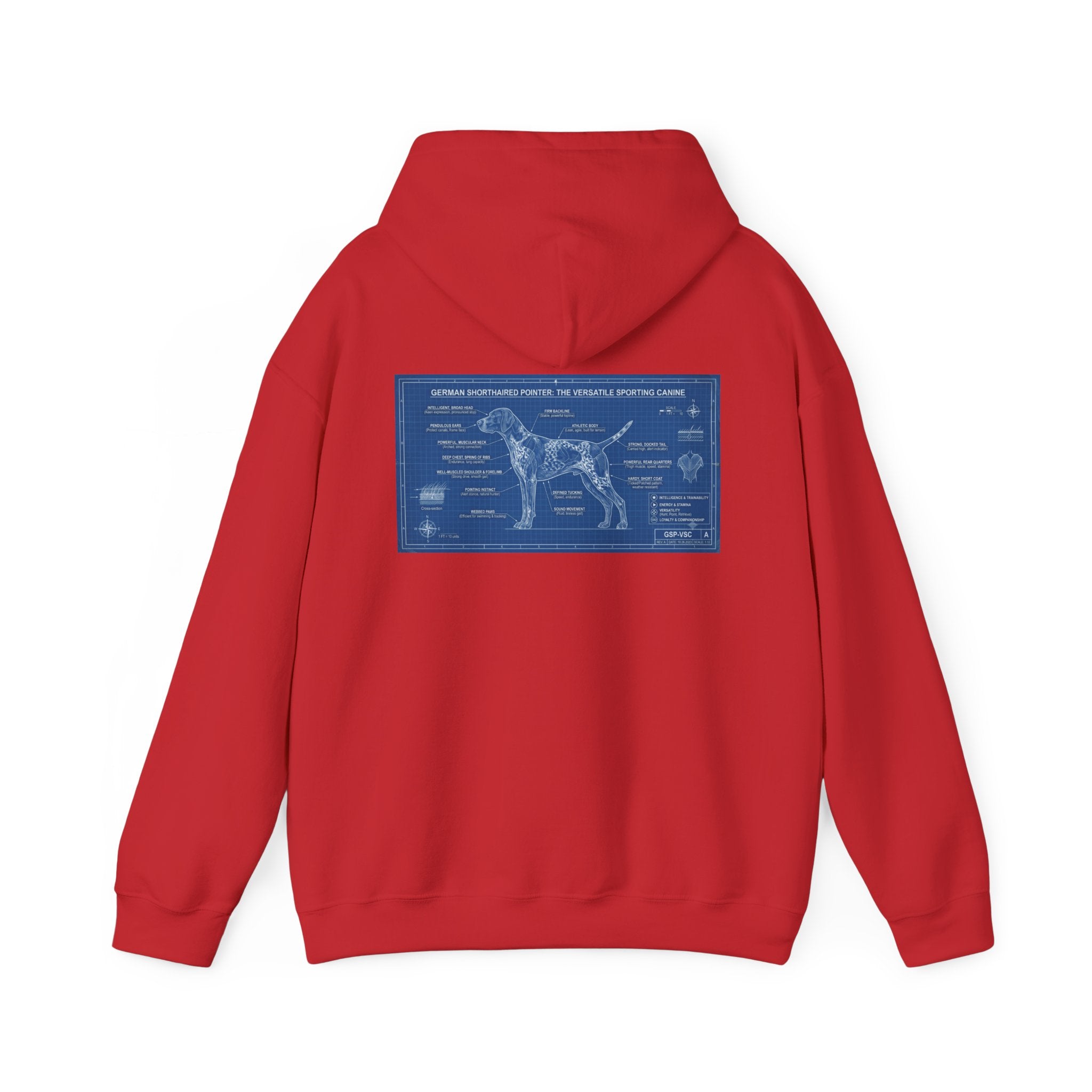 GSP 'Born to Hunt' Hoodie — German Shorthaired Pointer Blueprint Design