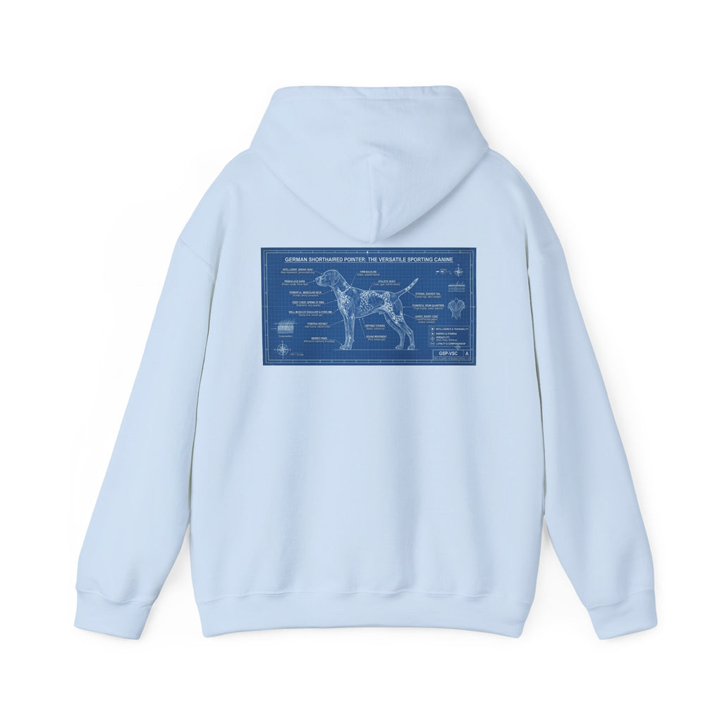 GSP 'Born to Hunt' Hoodie — German Shorthaired Pointer Blueprint Design