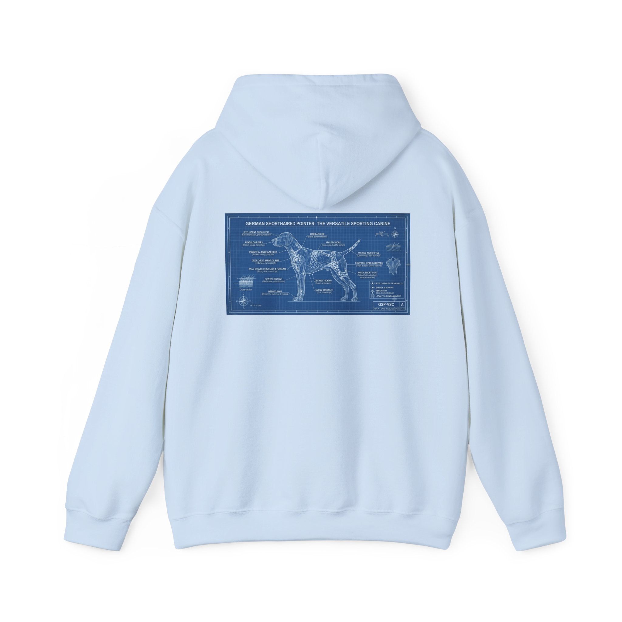 GSP 'Born to Hunt' Hoodie — German Shorthaired Pointer Blueprint Design
