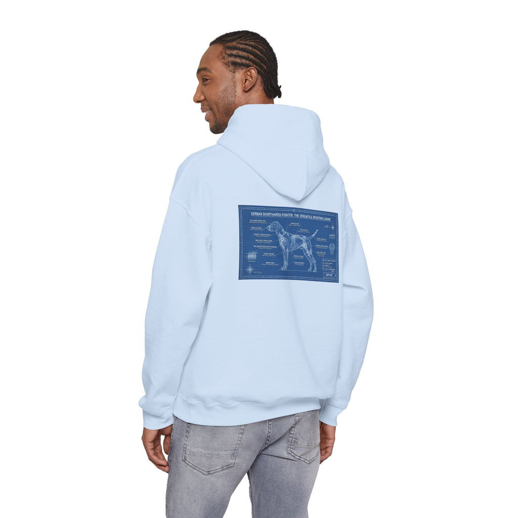 GSP 'Born to Hunt' Hoodie — German Shorthaired Pointer Blueprint Design