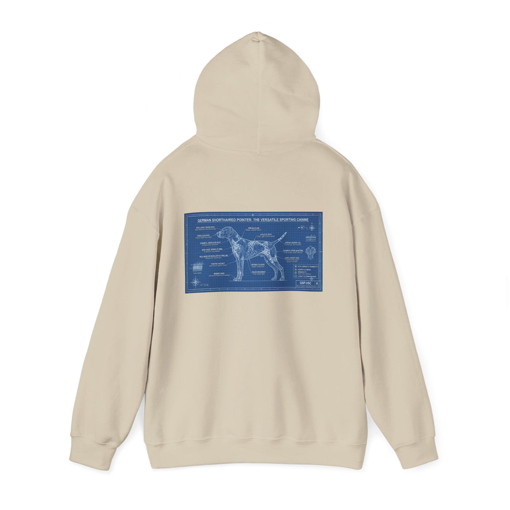 GSP 'Born to Hunt' Hoodie — German Shorthaired Pointer Blueprint Design