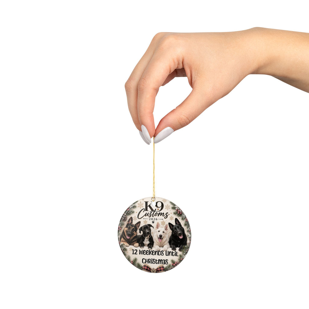 Personalized Dog Christmas Ornament — "12 Weekends Until Christmas" Ceramic Holiday Decoration 2026
