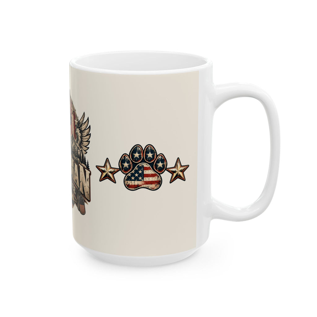 Guardian K9 Ceramic Mug – Loyal & Free American Flag German Shepherd Coffee Cup (11oz/15oz)