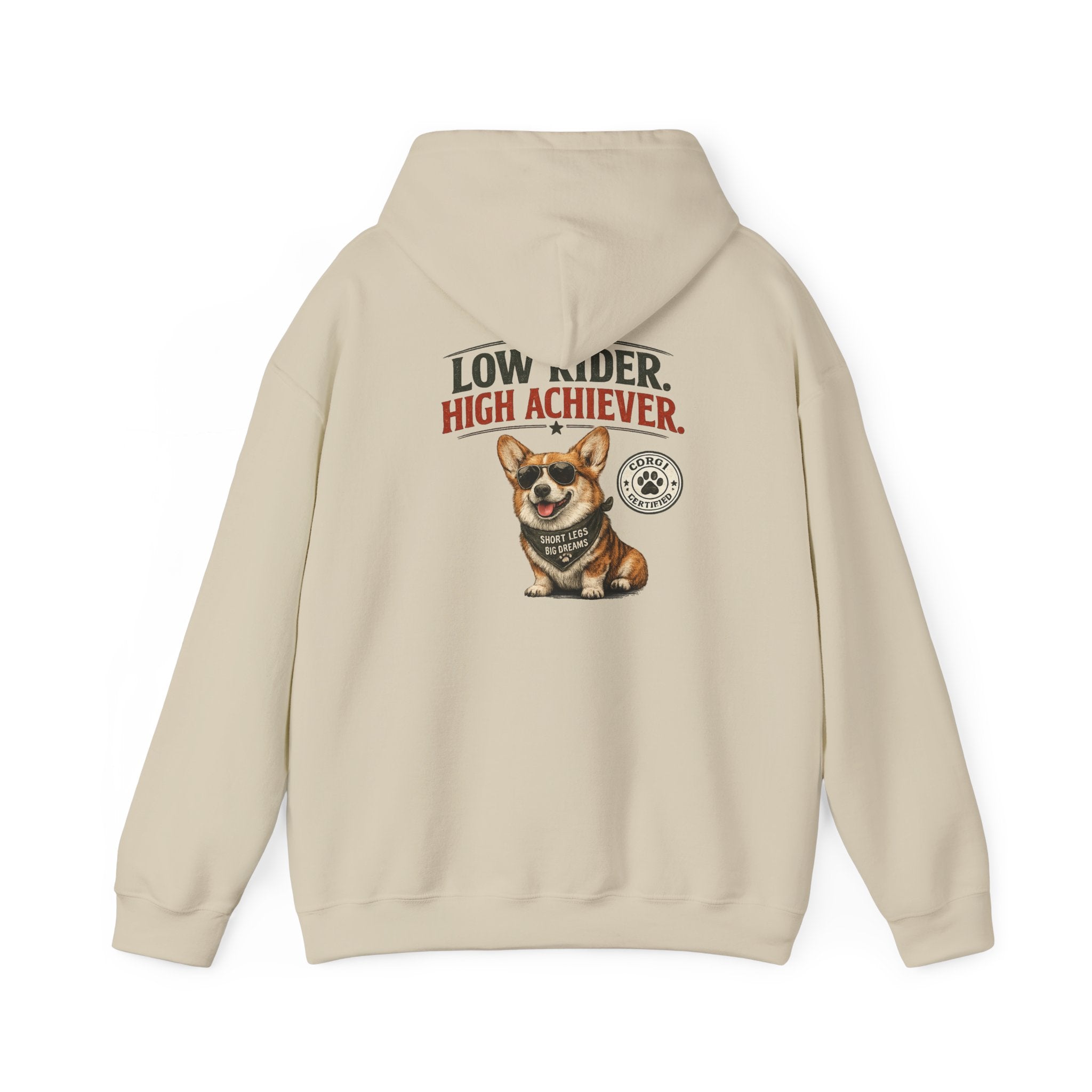 Corgi High Achiever Hoodie — 'Low Risk, High Achiever'
