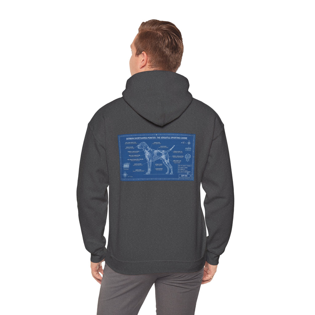 GSP 'Born to Hunt' Hoodie — German Shorthaired Pointer Blueprint Design