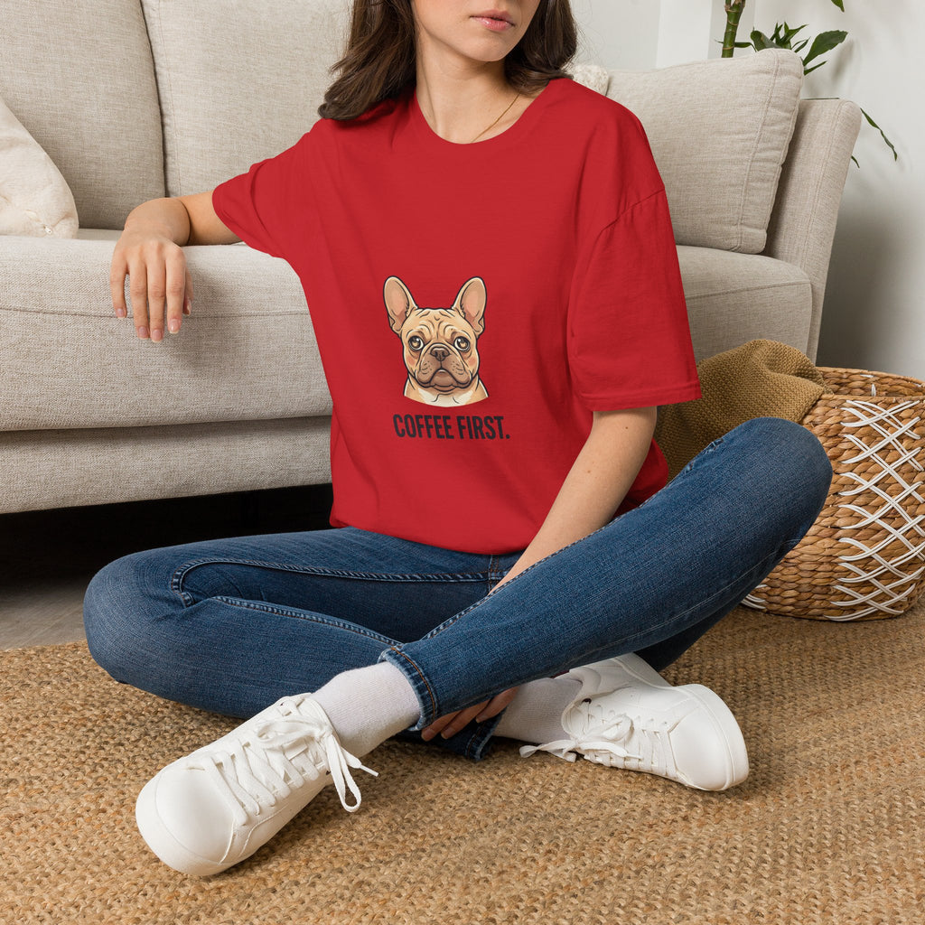 French Bulldog "Coffee First" T-Shirt