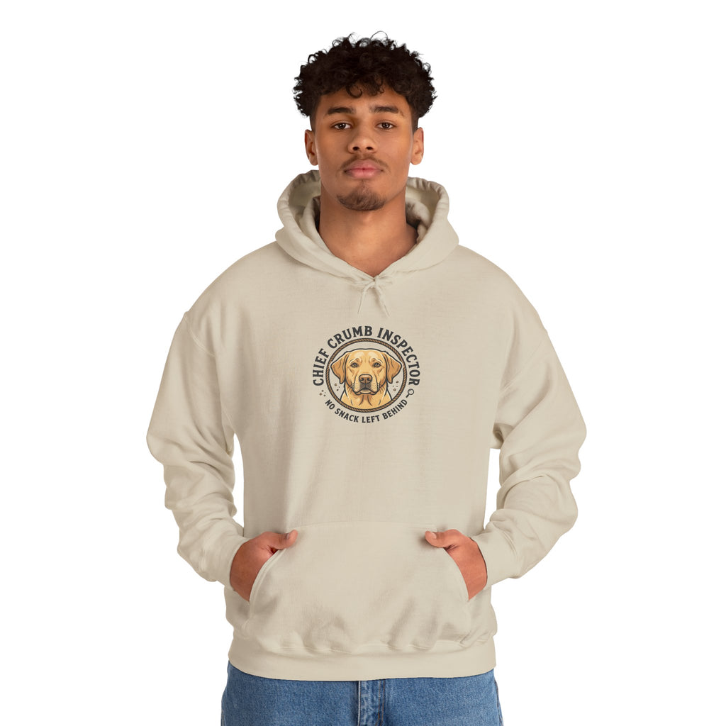 Labrador Retriever Hoodie — “Chief Crumb Inspector” Cute Labrador Kitchen Portrait Pullover