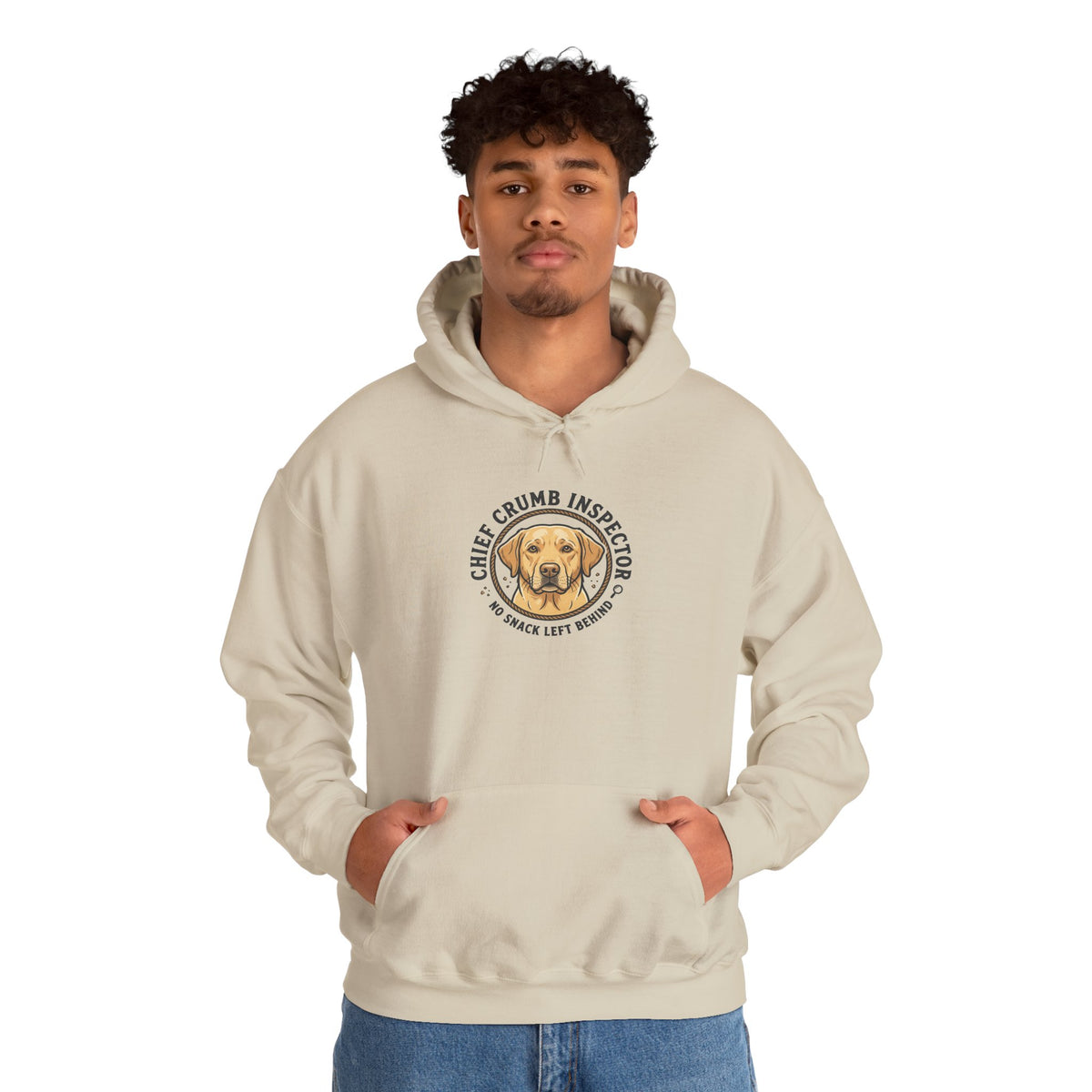 Labrador Retriever Hoodie — “Chief Crumb Inspector” Cute Labrador Kitchen Portrait Pullover