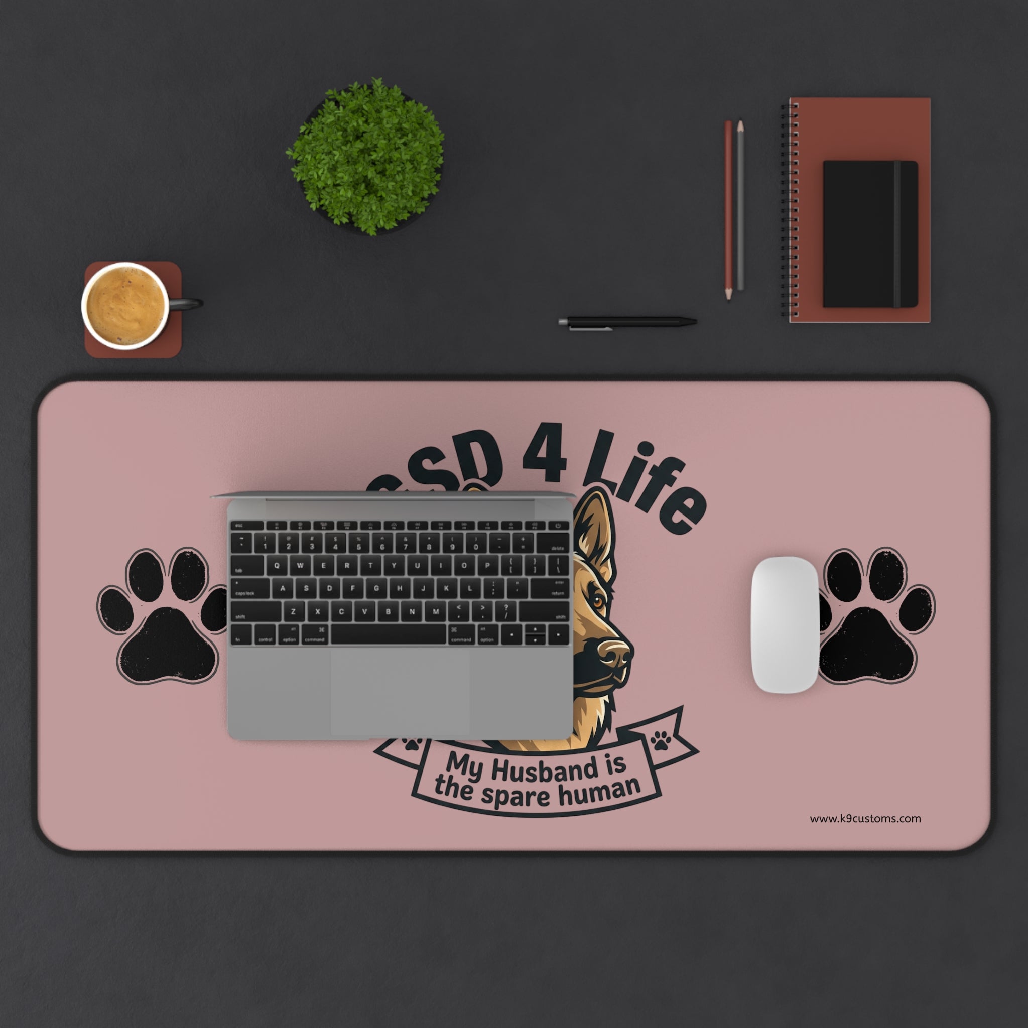 GSD 4 Life Desk Mat – “My Husband is the Spare Human” German Shepherd Mouse Pad