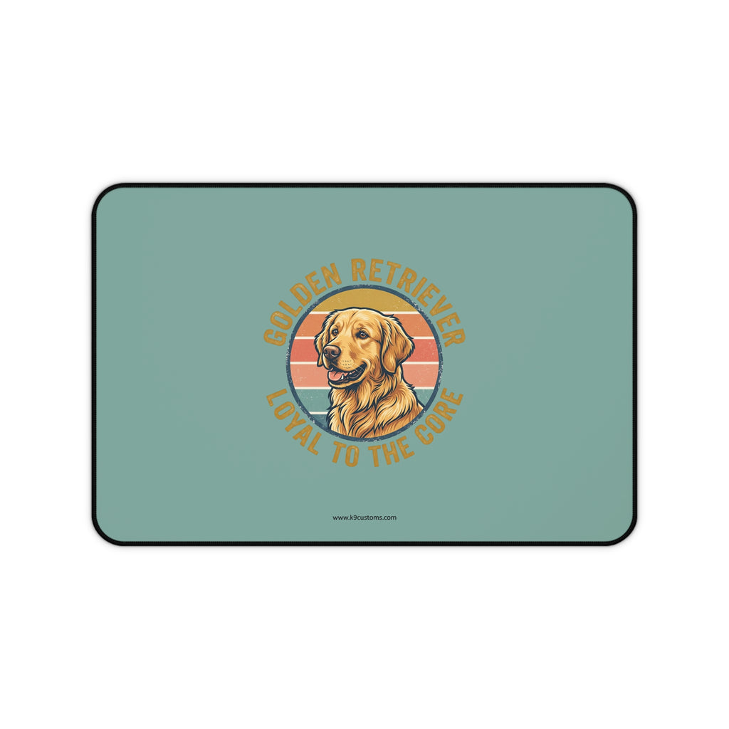 Golden Retriever Desk Mat — "Loyal to the Core" Retro Pet Mousepad