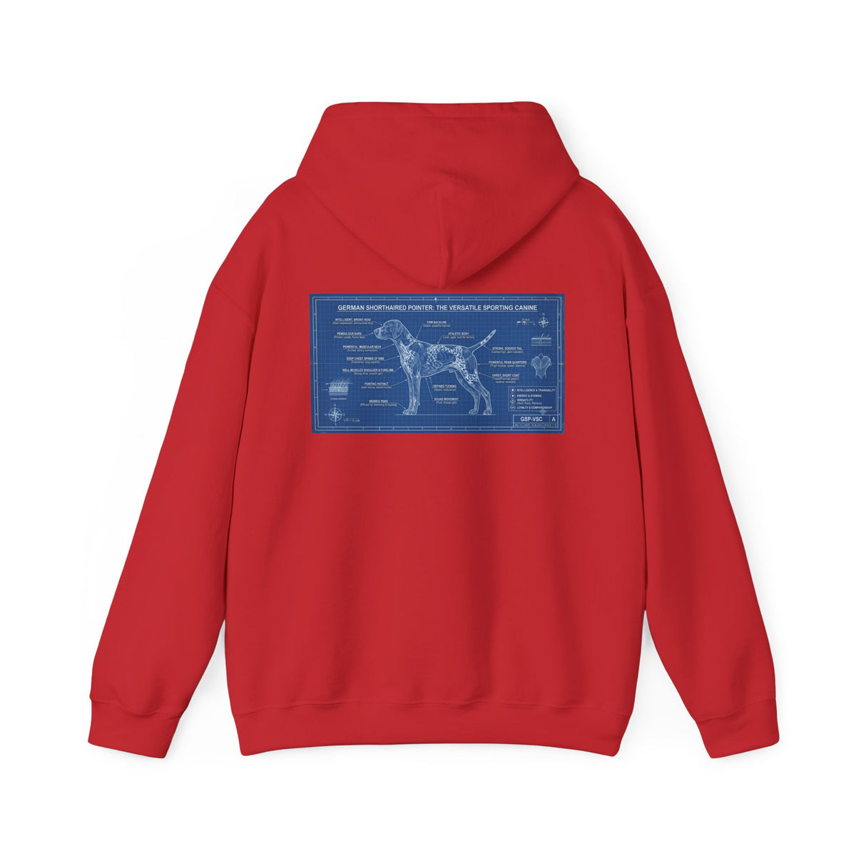 GSP 'Born to Hunt' Hoodie — German Shorthaired Pointer Blueprint Design