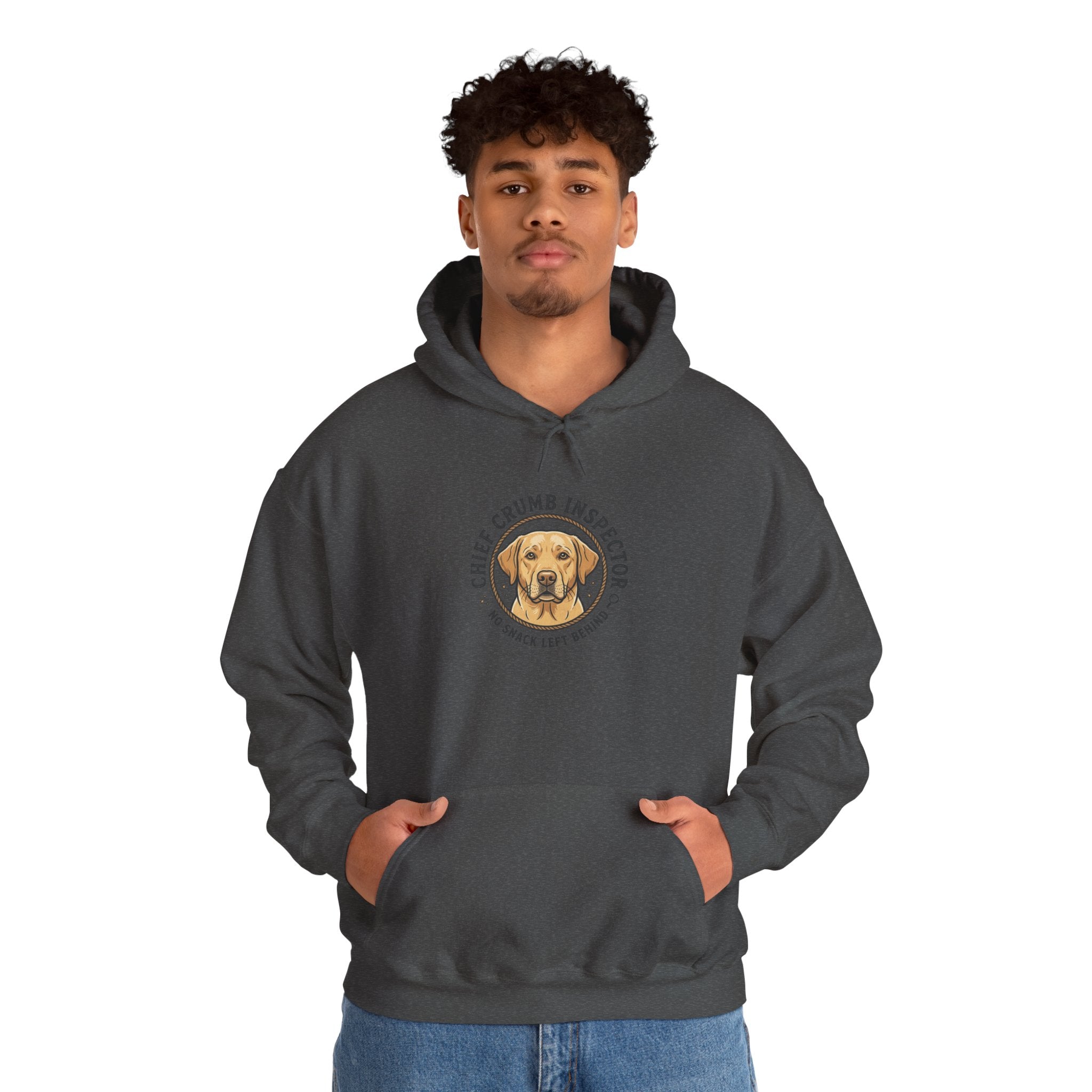 Labrador Retriever Hoodie — “Chief Crumb Inspector” Cute Labrador Kitchen Portrait Pullover