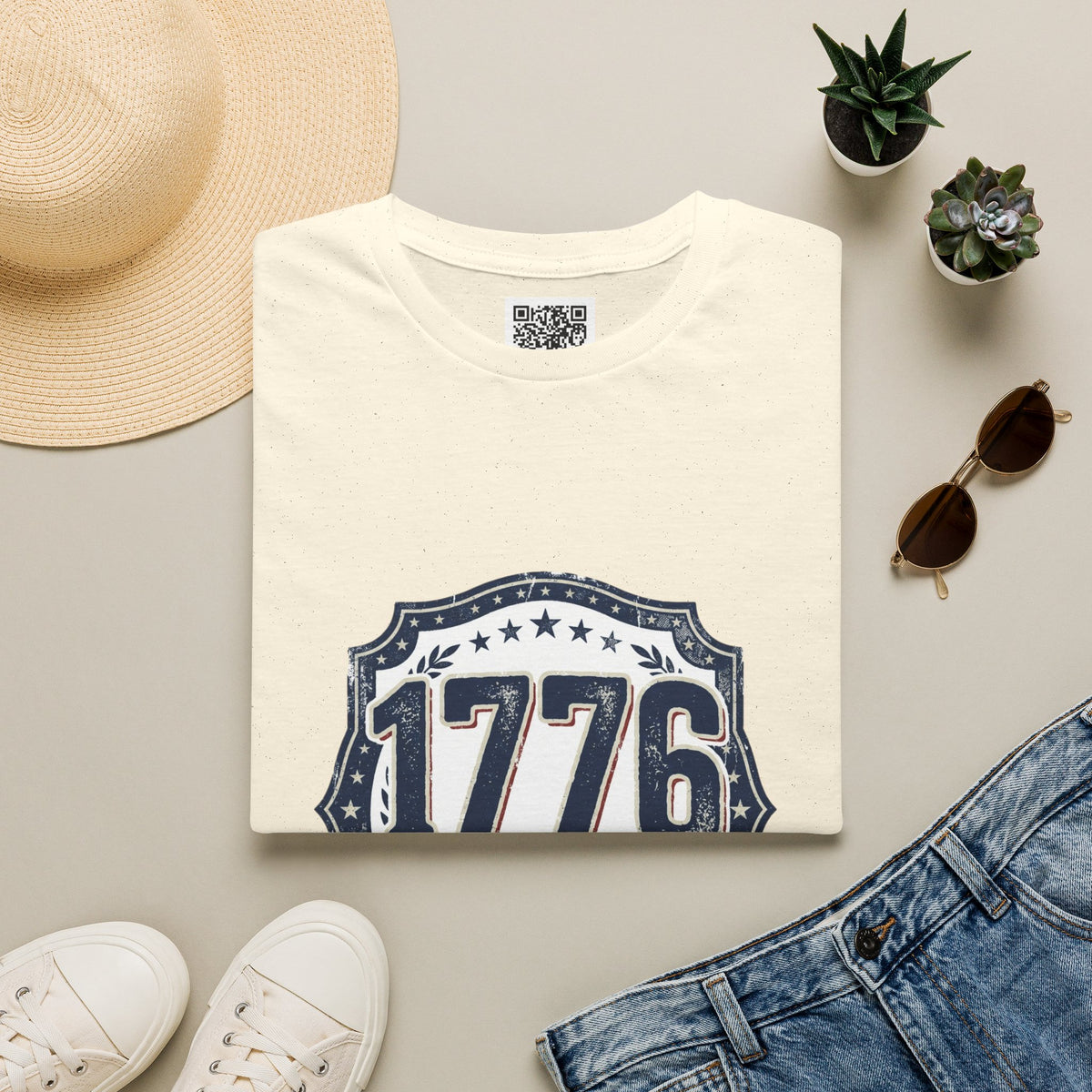 1776 Vintage Shield T-Shirt — Patriotic Independence Day Tee