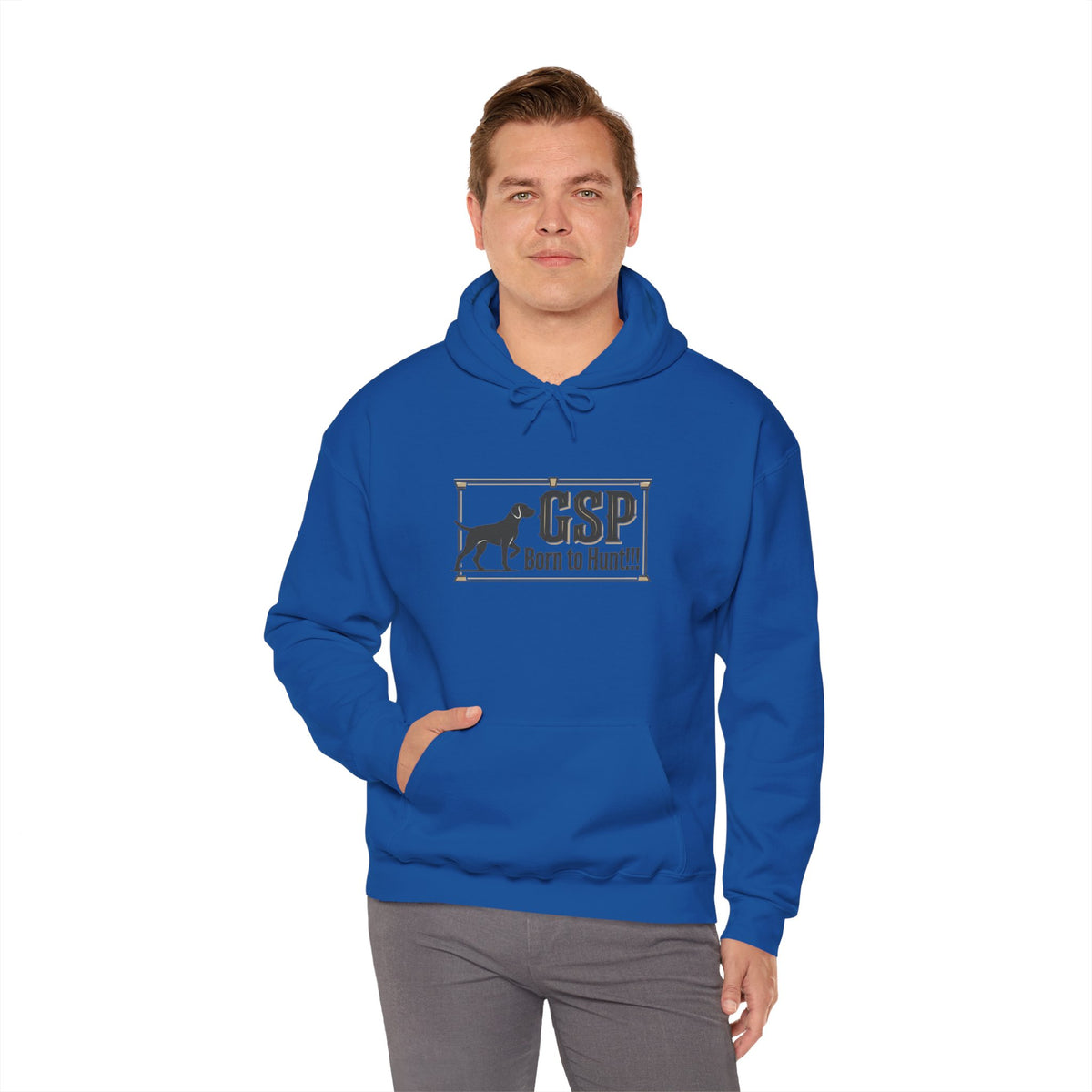 GSP 'Born to Hunt' Hoodie — German Shorthaired Pointer Blueprint Design