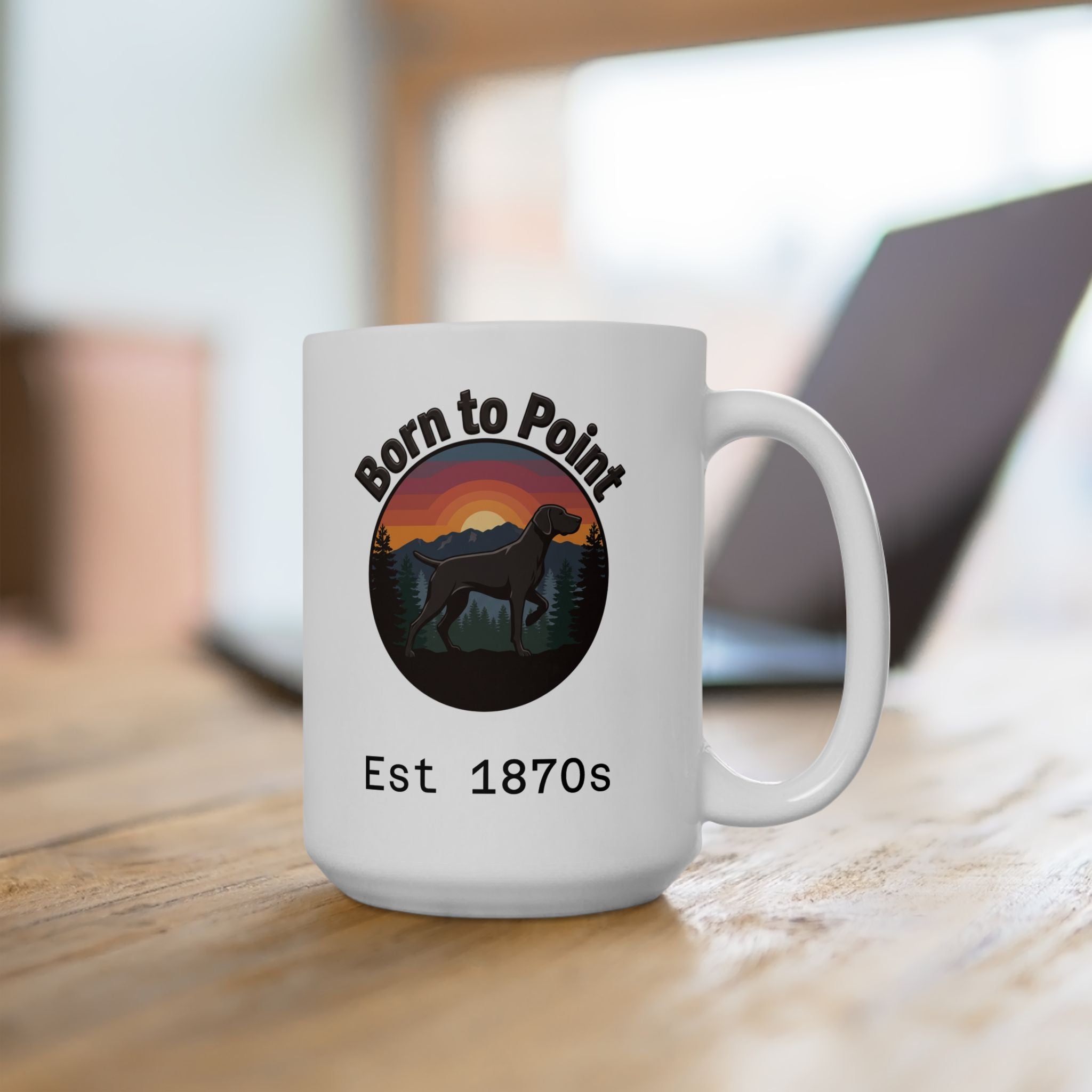 GSP Ceramic Mug — Born to Paint Vintage Sunset Logo (11oz & 15oz)