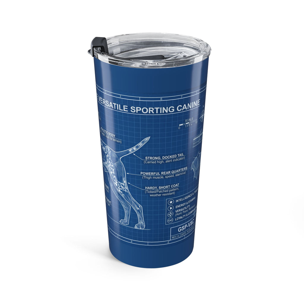 German Shorthaired Pointer Blueprints 20oz Tumbler — Insulated Travel Cup for Dog Lovers