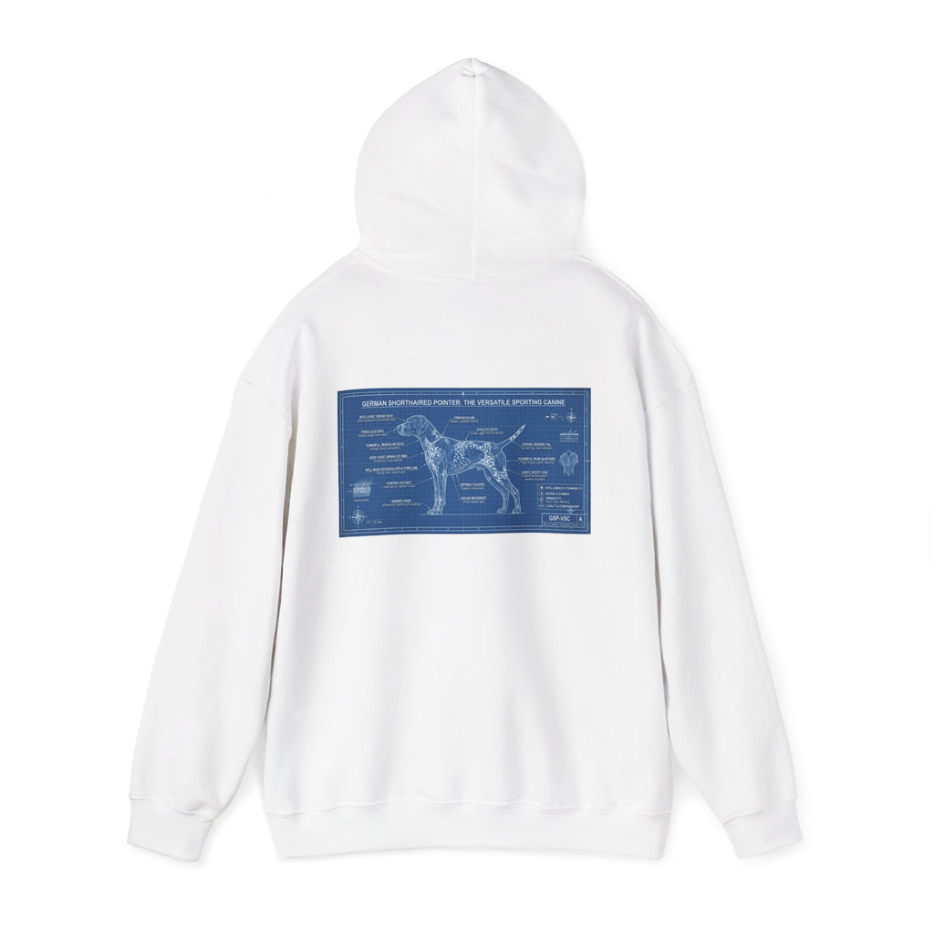 GSP 'Born to Hunt' Hoodie — German Shorthaired Pointer Blueprint Design