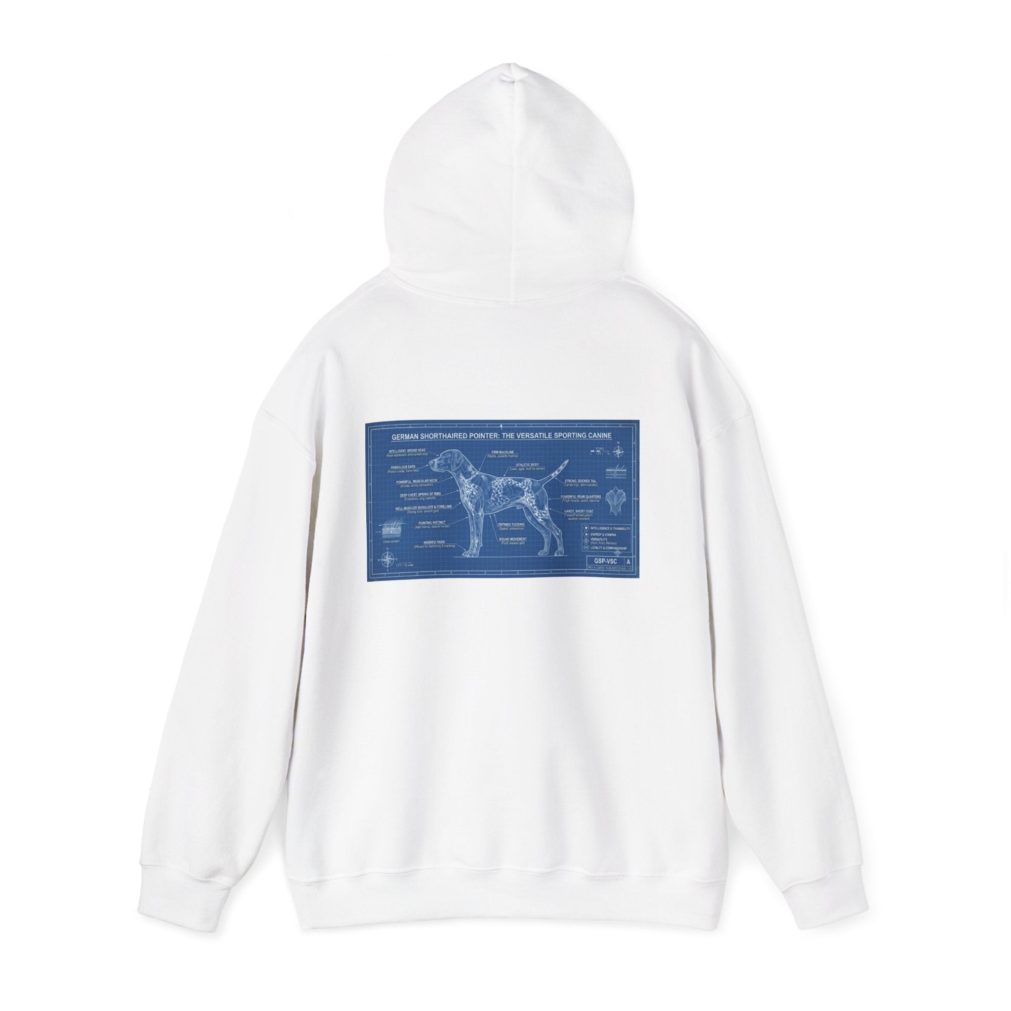 GSP 'Born to Hunt' Hoodie — German Shorthaired Pointer Blueprint Design