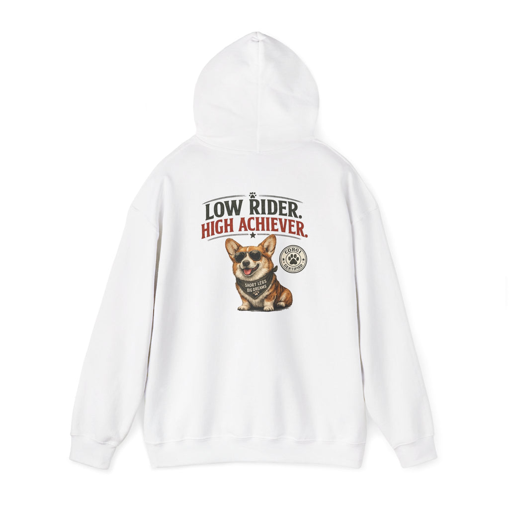 Corgi High Achiever Hoodie — 'Low Risk, High Achiever'
