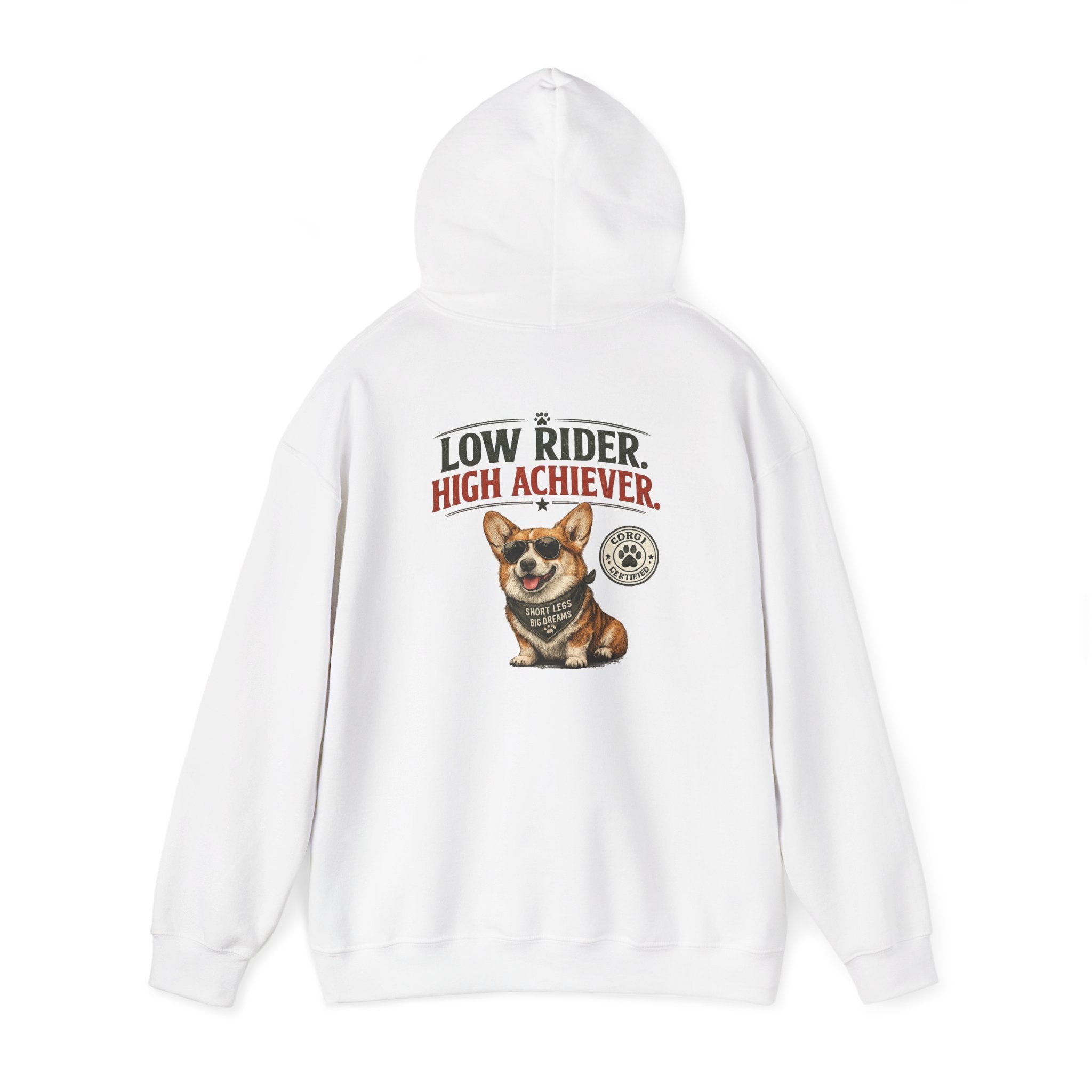 Corgi High Achiever Hoodie — 'Low Risk, High Achiever'