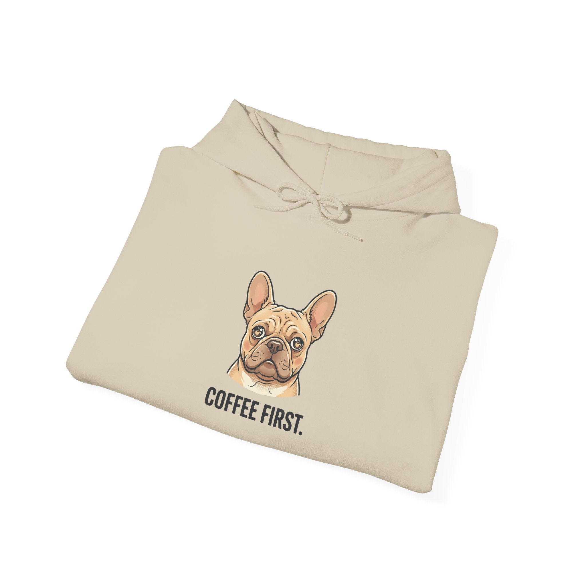 French Bulldog Coffee First Hoodie — 'Then The Zoomies' Graphic Pullover