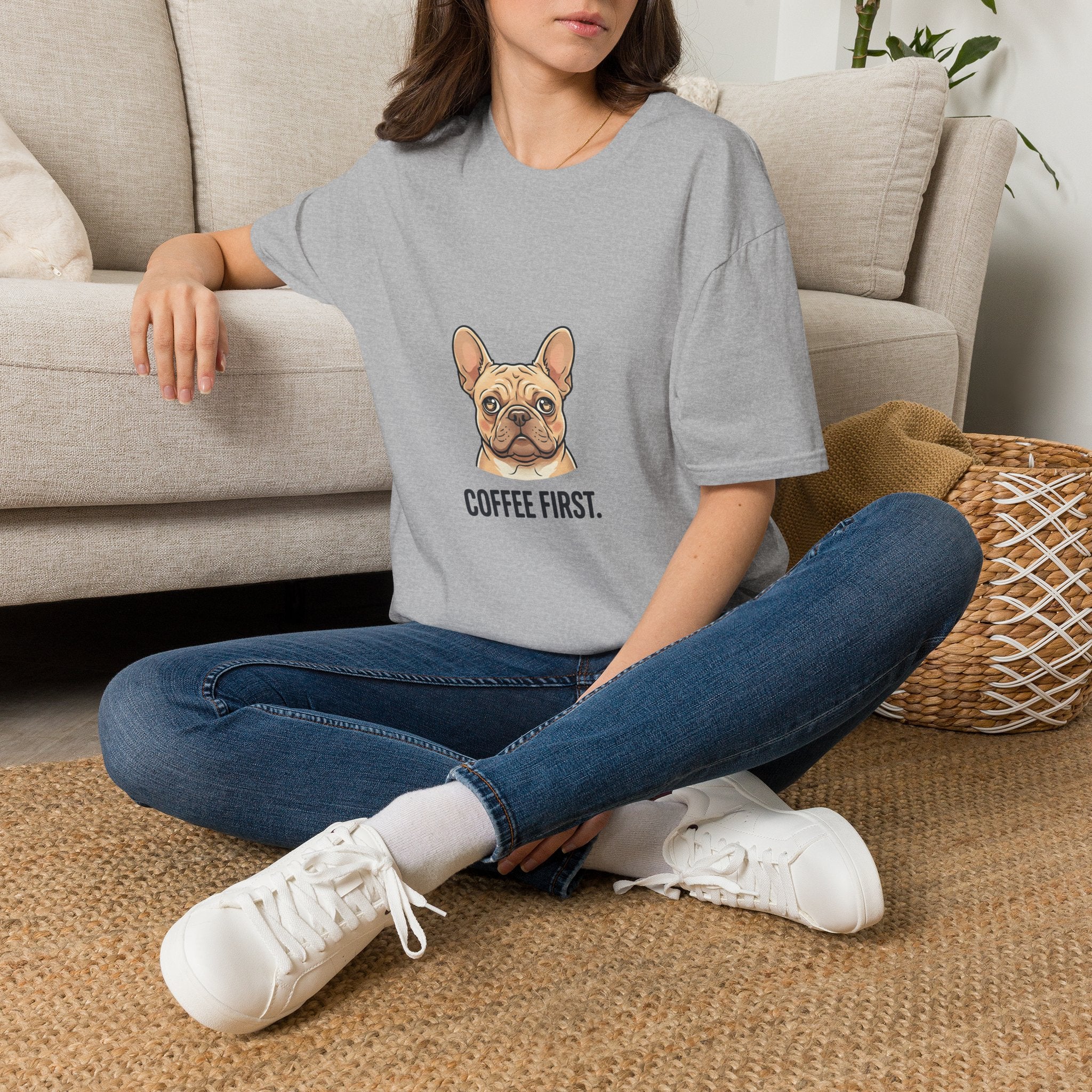French Bulldog "Coffee First" T-Shirt