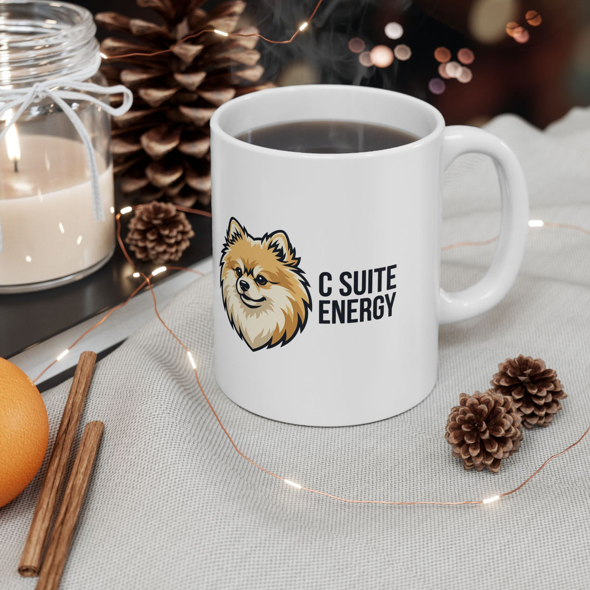 Pomeranian Energy Ceramic Mug – Cute Pomeranian Dog Coffee Cup (11oz, 15oz)