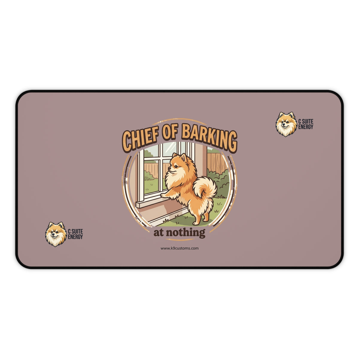 Pomeranian C Suite Energy Chief of Barking at Nothing Dog Desk Mat