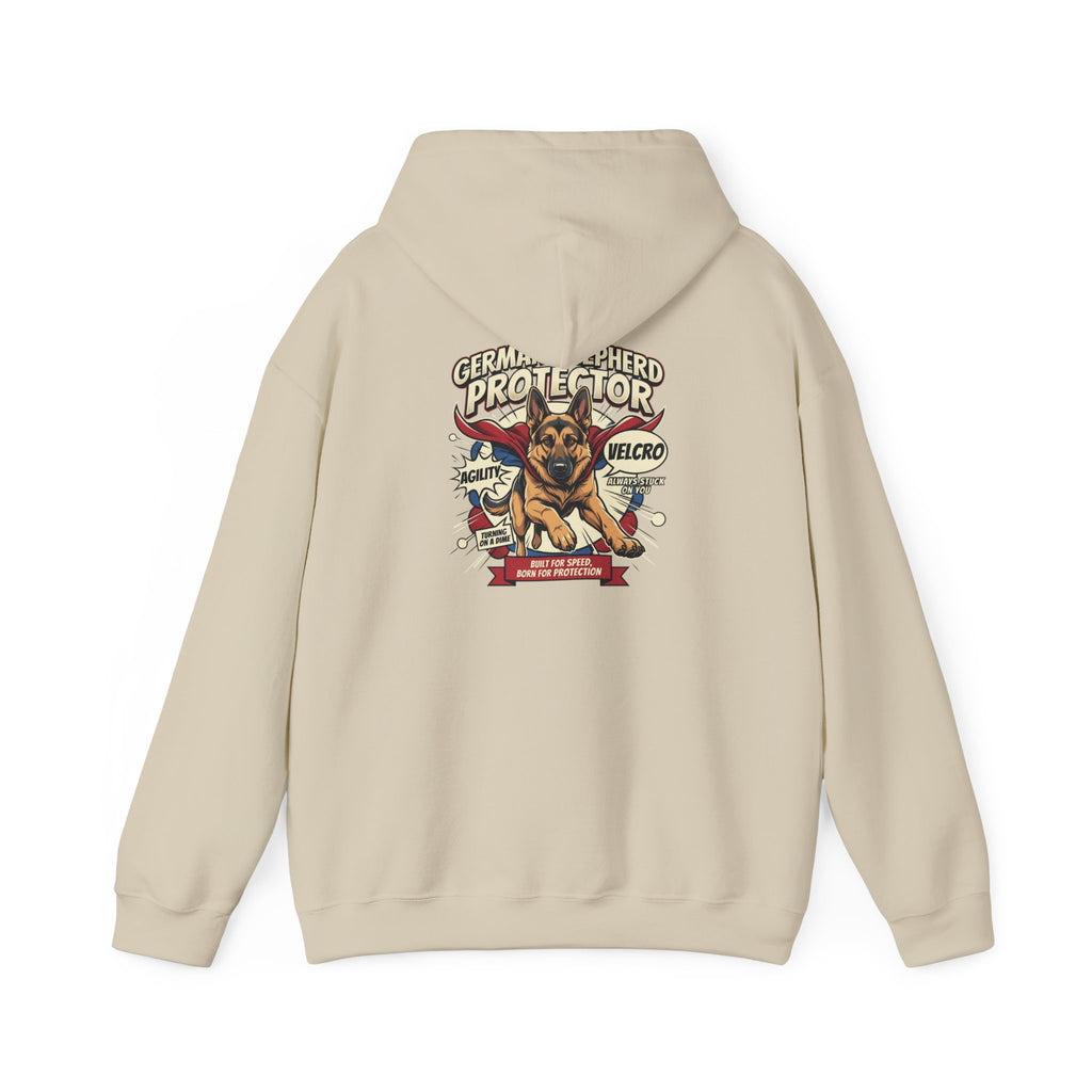German Shepherd Protector Hoodie — "Not All Heroes Wear Capes" Dog Lover Pullover