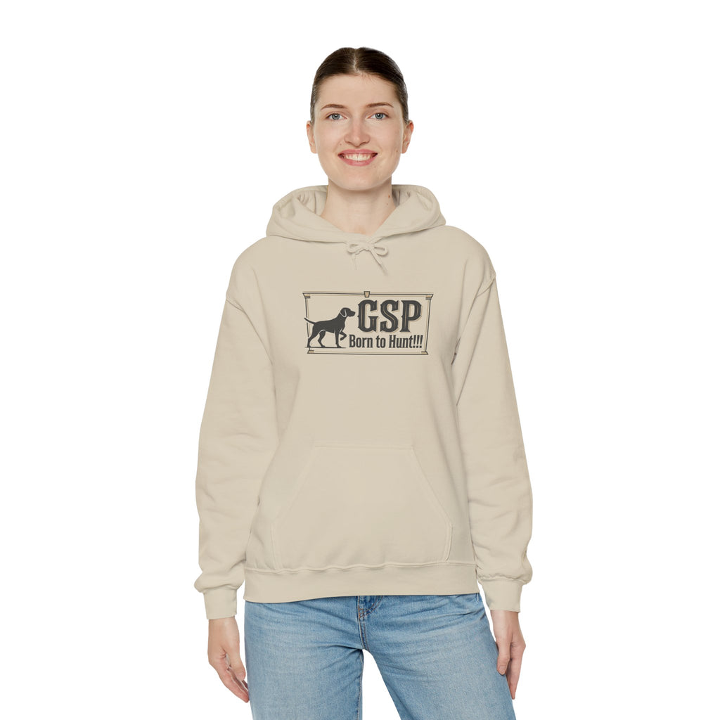 GSP 'Born to Hunt' Hoodie — German Shorthaired Pointer Blueprint Design