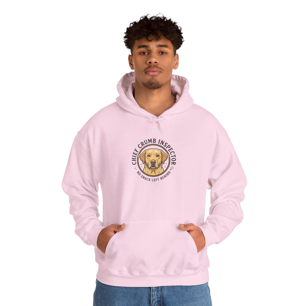 Labrador Retriever Hoodie — “Chief Crumb Inspector” Cute Labrador Kitchen Portrait Pullover