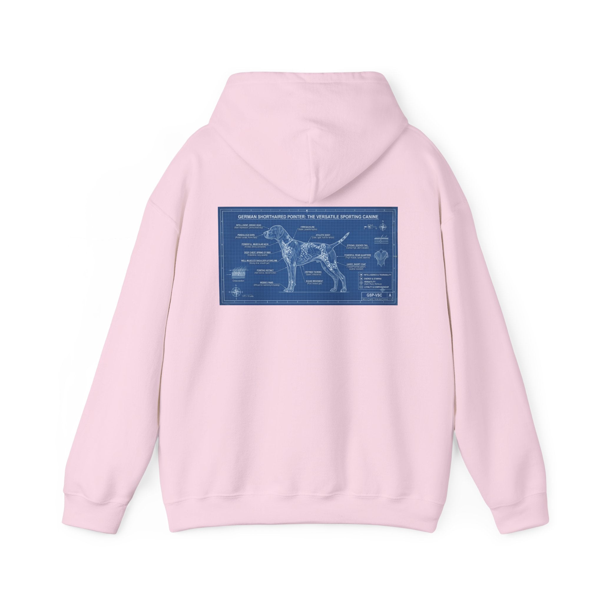 GSP 'Born to Hunt' Hoodie — German Shorthaired Pointer Blueprint Design