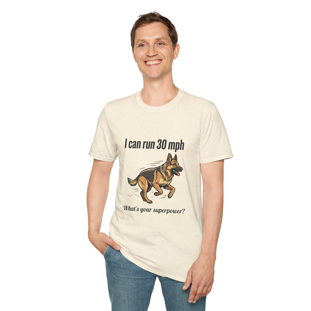 I Can Run 30 MPH German Shepherd T-Shirt — Funny Dog Owner Gift