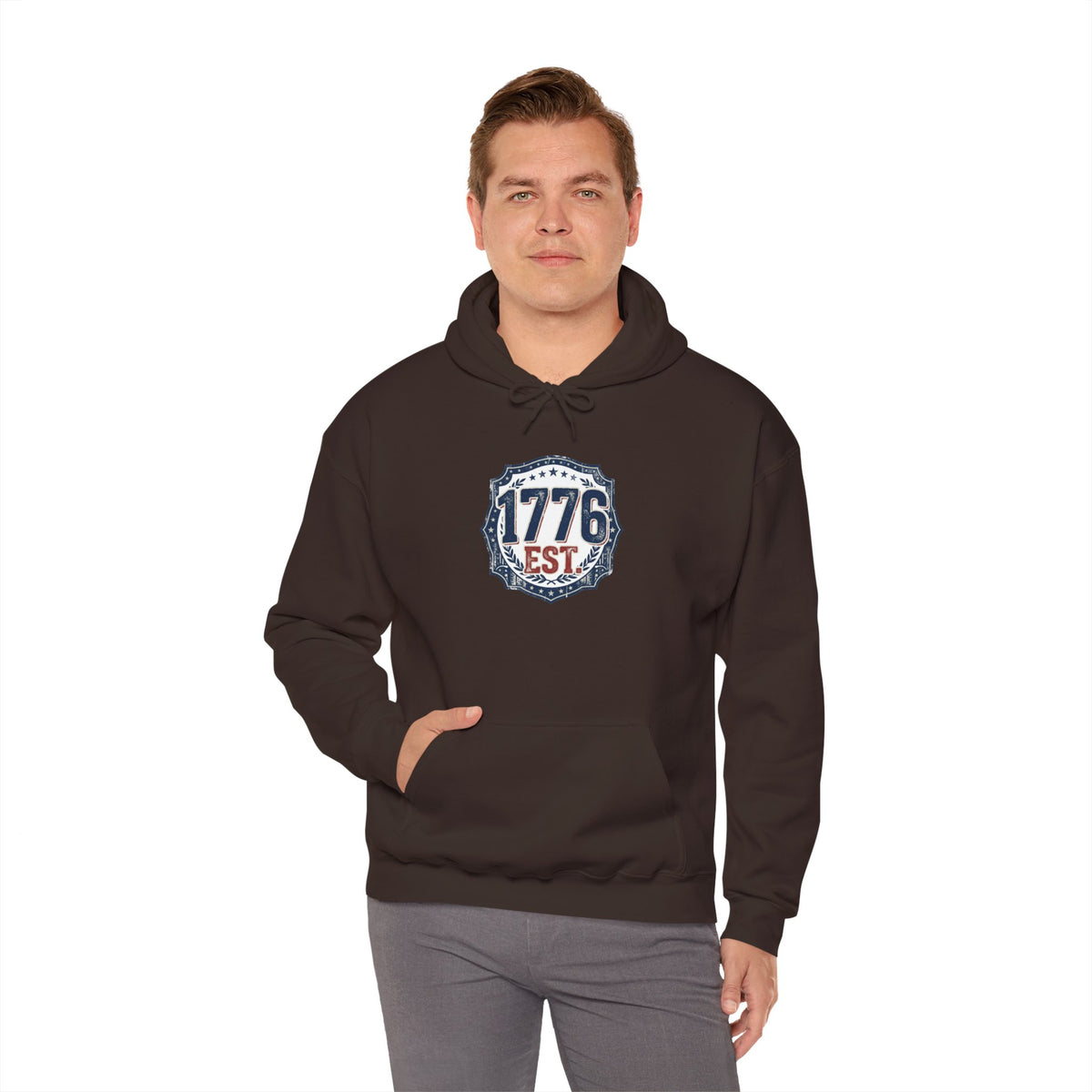 1776 Patriotic Hoodie — "Free Because of the Brave" Military Veteran Sweatshirt