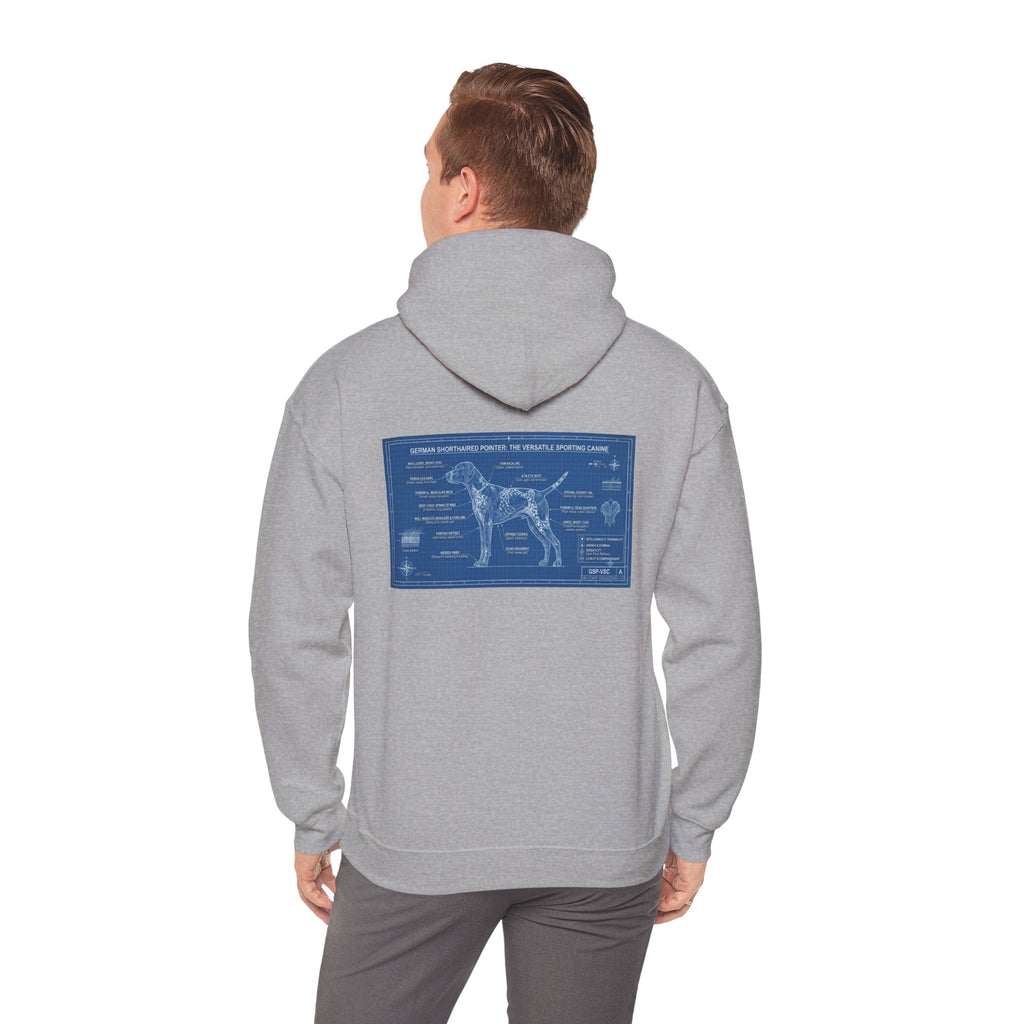 GSP 'Born to Hunt' Hoodie — German Shorthaired Pointer Blueprint Design