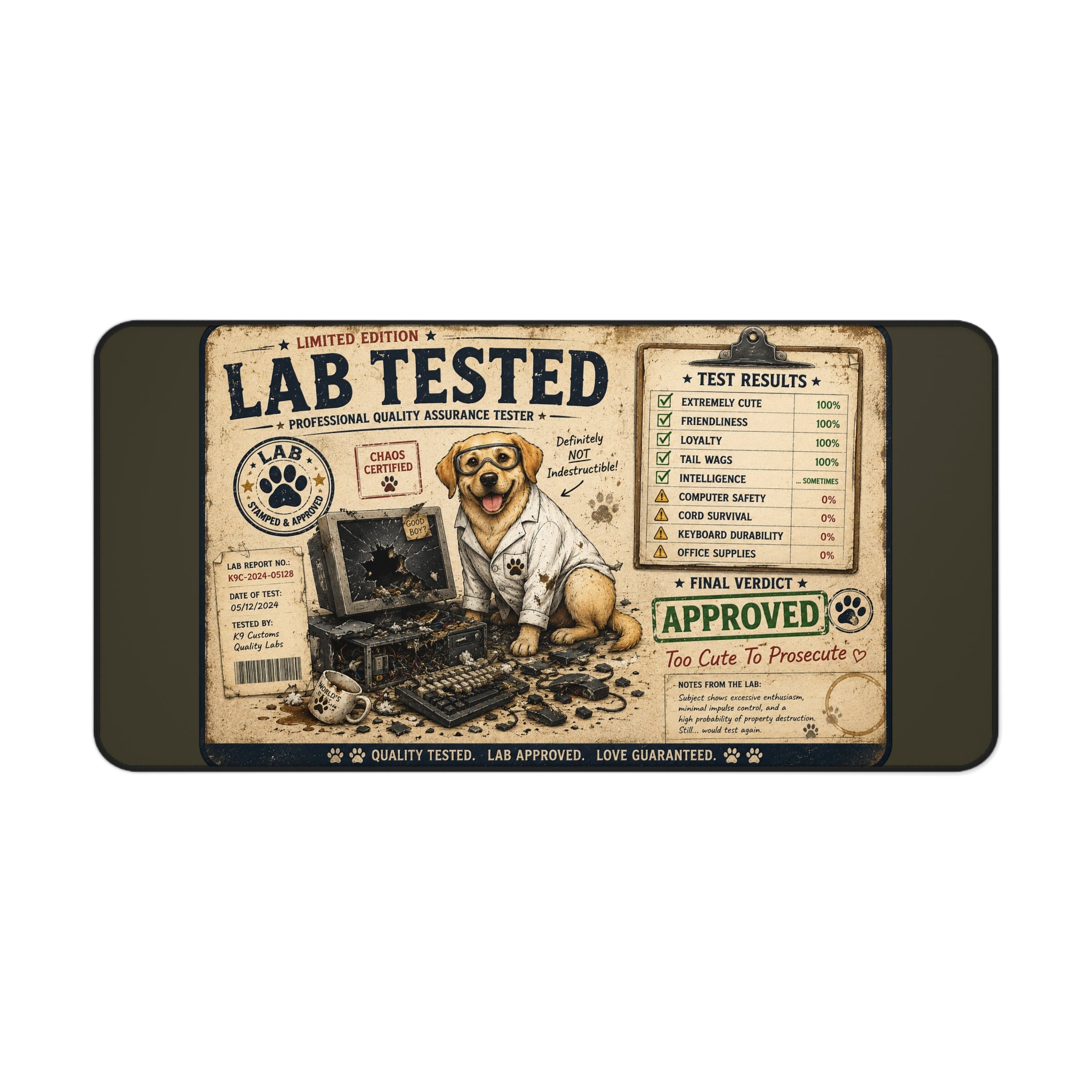 Lab Tested Labrador Desk Mat – Cute Approved Pet-Themed Mousepad