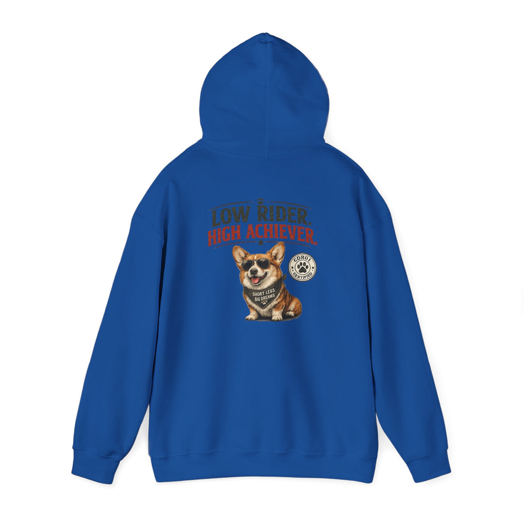 Corgi High Achiever Hoodie — 'Low Risk, High Achiever'