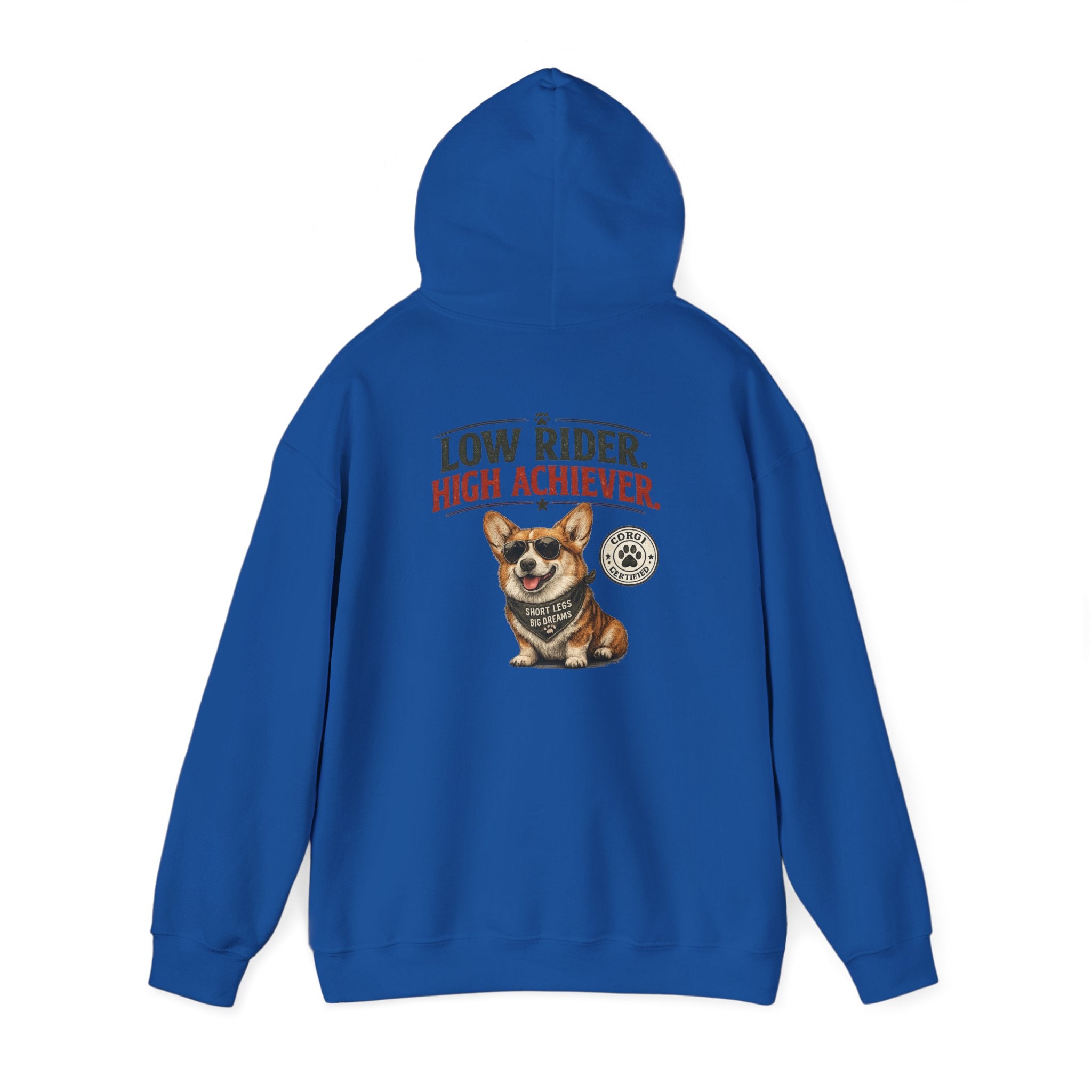 Corgi High Achiever Hoodie — 'Low Risk, High Achiever'