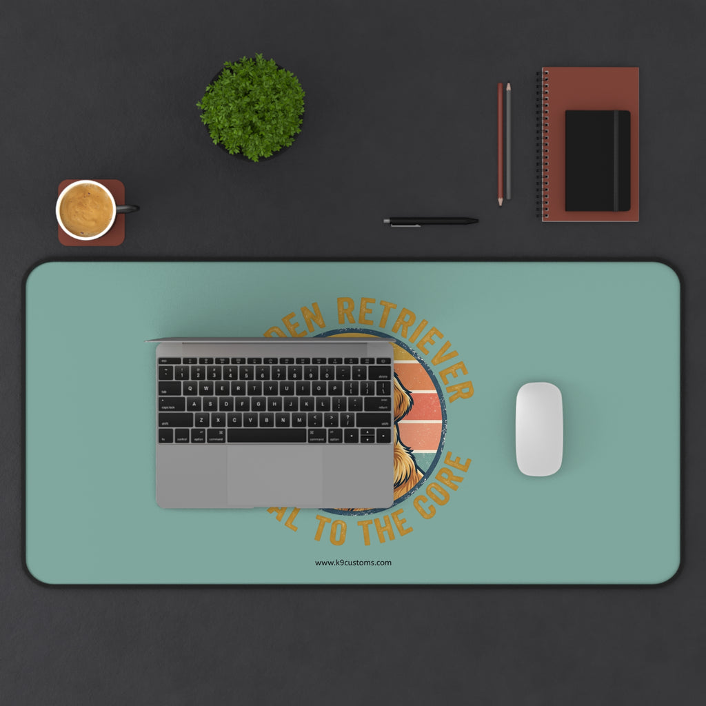 Golden Retriever Desk Mat — "Loyal to the Core" Retro Pet Mousepad