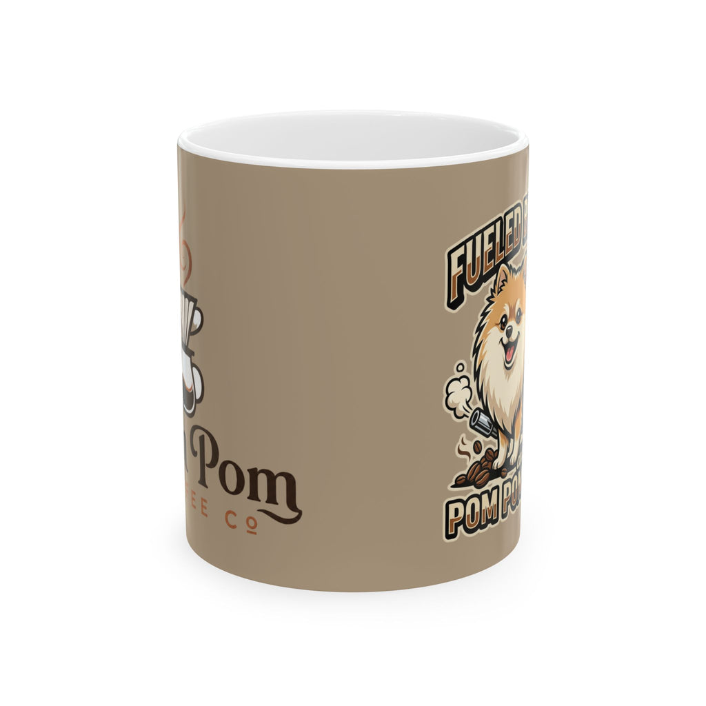 Pomeranian Coffee Mug — "Fueled by Coffee, Powered by Pom" Ceramic Mug (11oz/15oz)