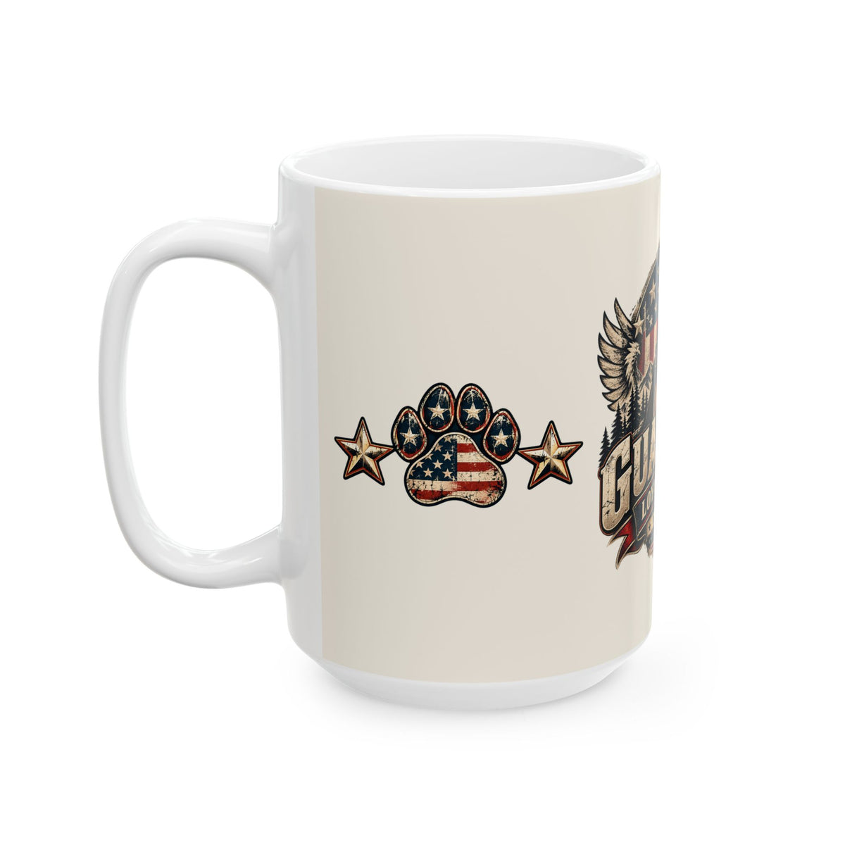 Guardian K9 Ceramic Mug – Loyal & Free American Flag German Shepherd Coffee Cup (11oz/15oz)