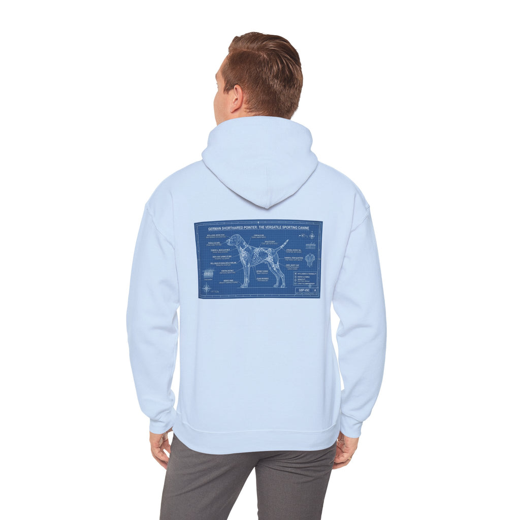 GSP 'Born to Hunt' Hoodie — German Shorthaired Pointer Blueprint Design