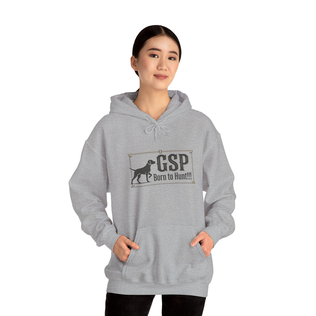 GSP 'Born to Hunt' Hoodie — German Shorthaired Pointer Blueprint Design
