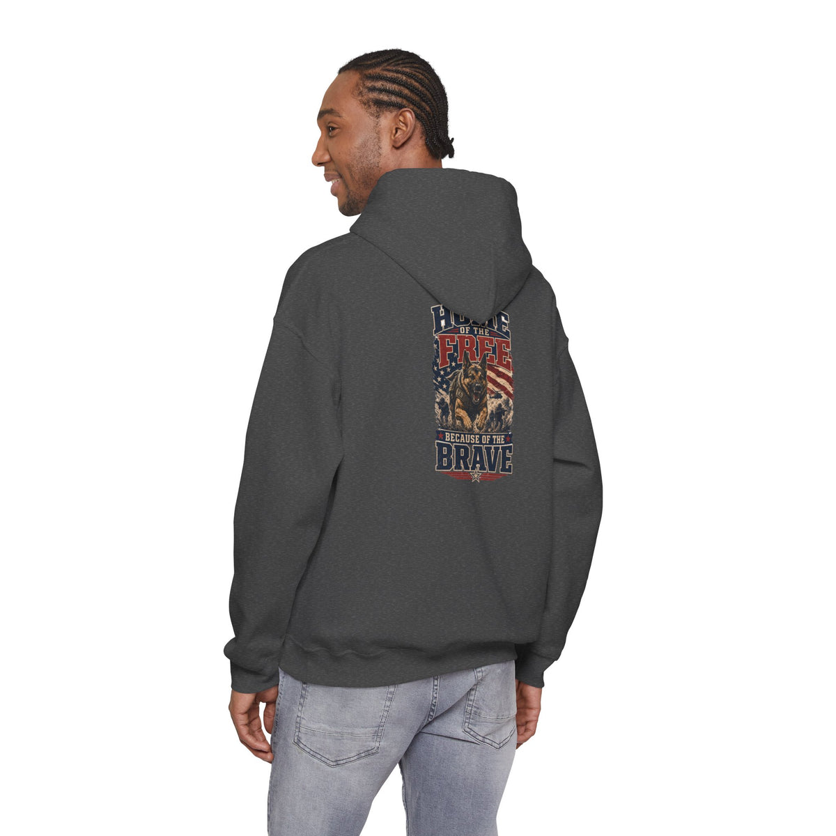 1776 Patriotic Hoodie — "Free Because of the Brave" Military Veteran Sweatshirt
