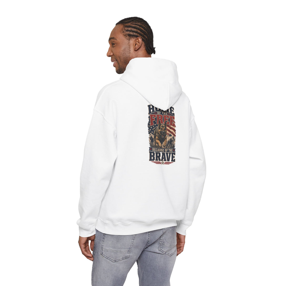 1776 Patriotic Hoodie — "Free Because of the Brave" Military Veteran Sweatshirt