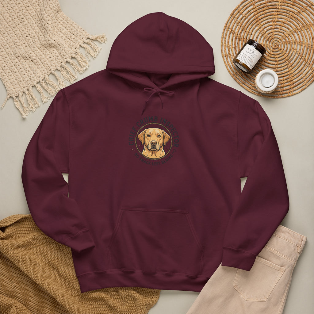 Labrador Retriever Hoodie — “Chief Crumb Inspector” Cute Labrador Kitchen Portrait Pullover