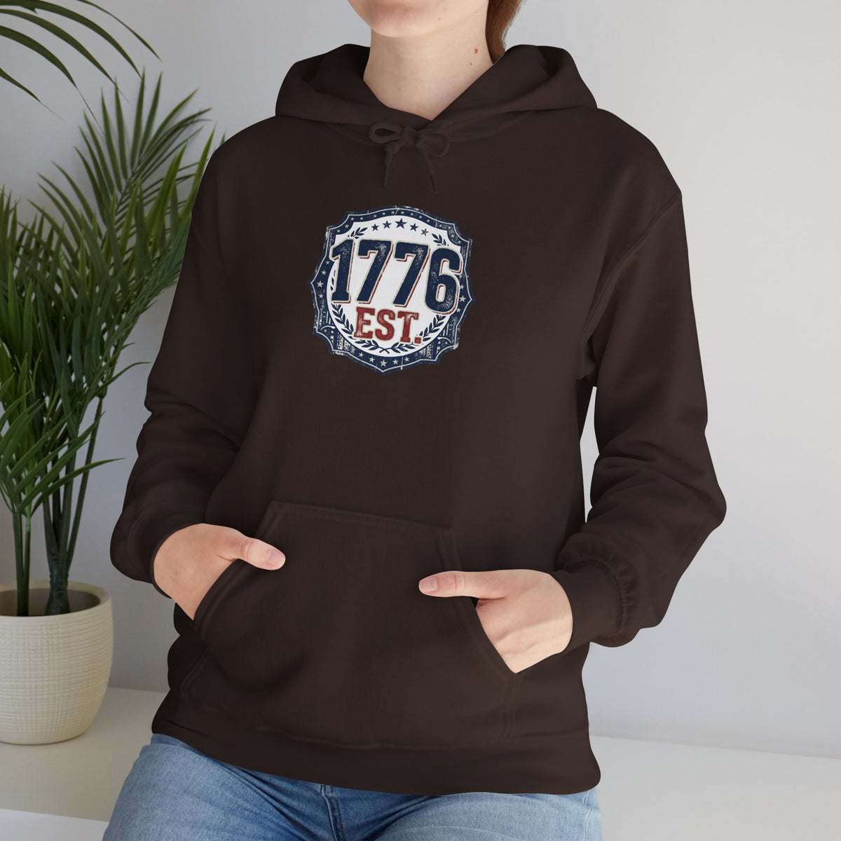 1776 Patriotic Hoodie — "Free Because of the Brave" Military Veteran Sweatshirt