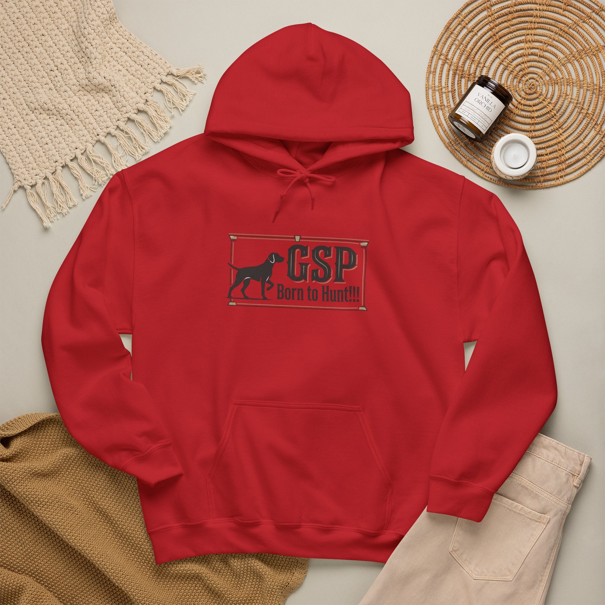 GSP 'Born to Hunt' Hoodie — German Shorthaired Pointer Blueprint Design